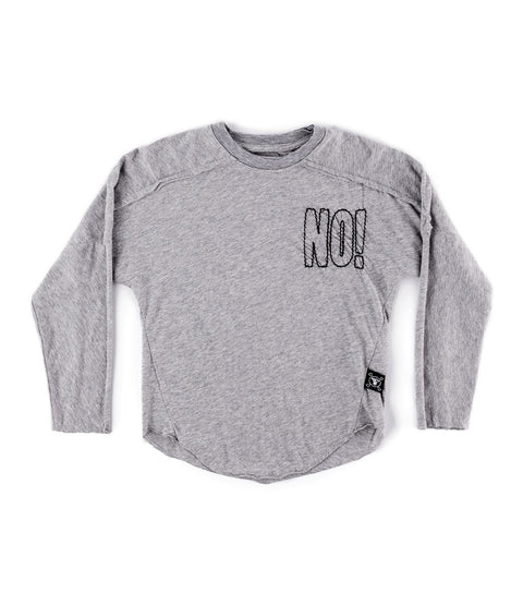 Embroidered No! hemmed shirt - Grey