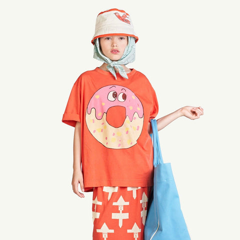 Red Donut Rooster Oversize Kids T-Shirt