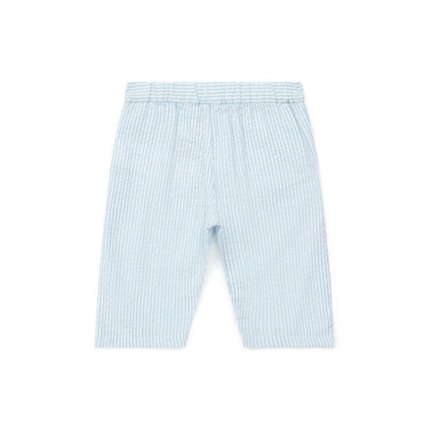 Blue-Striped Seersucker Cotton Trousers