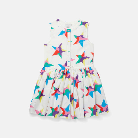 Star Print Sleeveless Shirt Dress