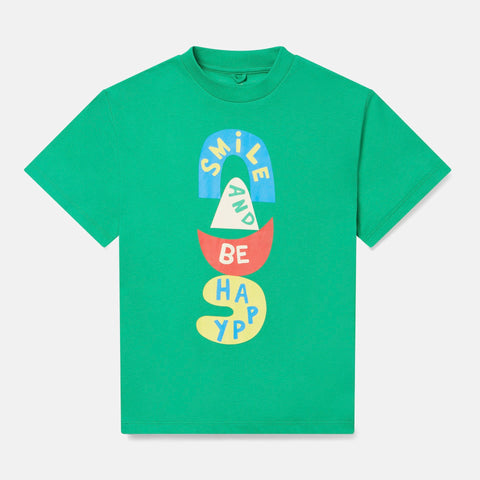 Smile and Be Happy Print Cotton T‐Shirt