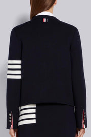 Merino Wool Crew Neck Jacket - Navy